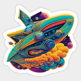 Abstract Alien Spaceship Sticker